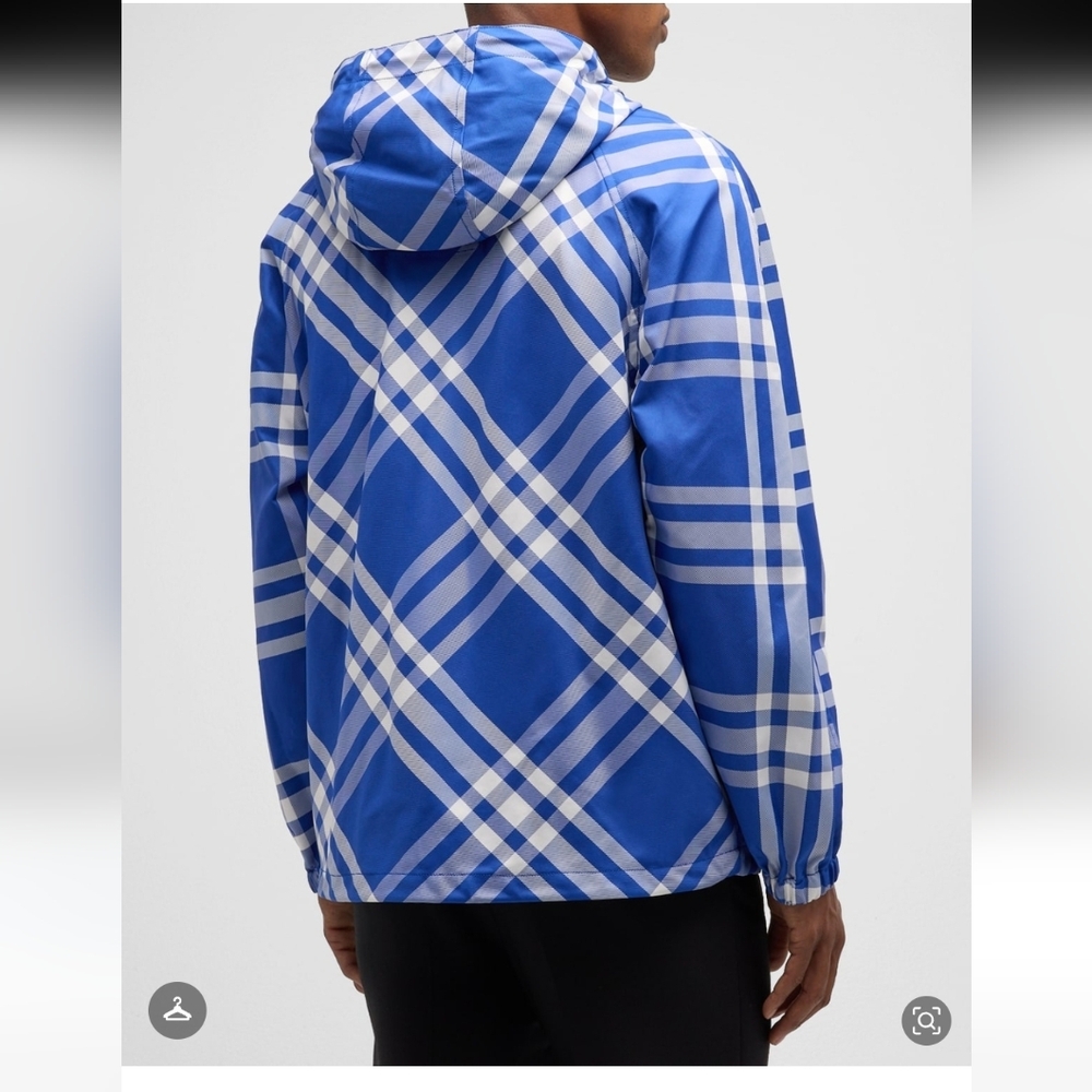 Burberry Men's Blue Plaid Utility Jacket